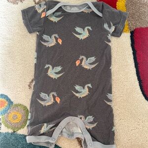 Gray Dragon Print Kids Bodysuit